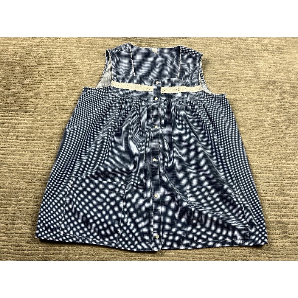 Pink K Top Womens Small Blue Gingham Pinafore Pearl Snap Up Polka Dot 80s